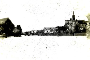 Wroclaw City Poland antika sanat eskizi çizimi