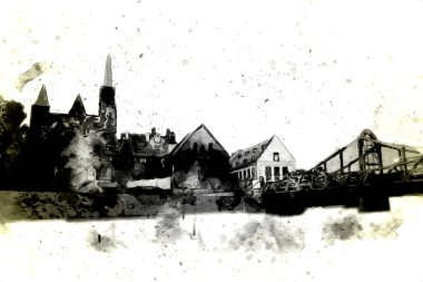 Wroclaw City Poland antika sanat eskizi çizimi