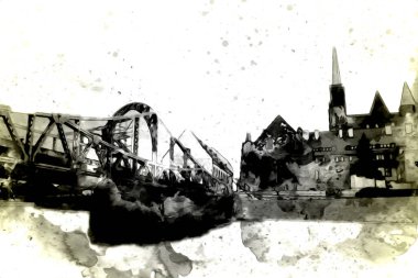 Wroclaw City Poland antika sanat eskizi çizimi