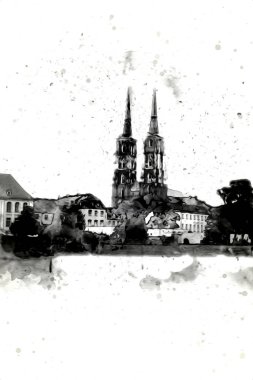 Wroclaw City Poland antika sanat eskizi çizimi