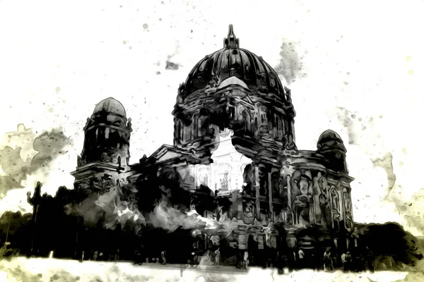 Berlin Dessin Art Croquis Illustration Fun Design Vintage Rétro — Photo