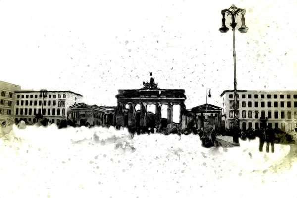 Berlin Art Drawing Sketch Illustration Fun Design Vintage Retro — Stock Photo, Image