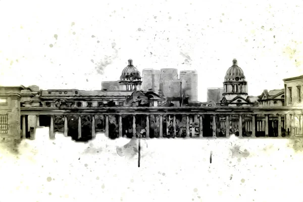 Londra 'nın büyük Ben sanat eseri çizimi, çizim, eğlenceli tasarım, antika retro