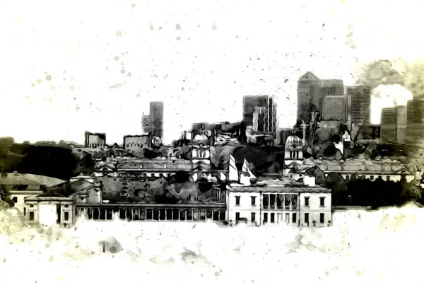 Londra 'nın büyük Ben sanat eseri çizimi, çizim, eğlenceli tasarım, antika retro