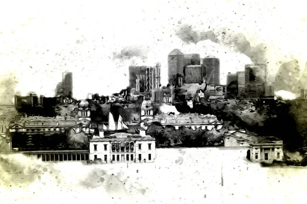 Londra 'nın büyük Ben sanat eseri çizimi, çizim, eğlenceli tasarım, antika retro