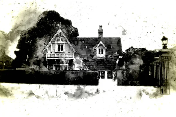 Londra 'nın büyük Ben sanat eseri çizimi, çizim, eğlenceli tasarım, antika retro