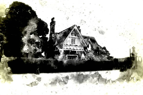 Londra 'nın büyük Ben sanat eseri çizimi, çizim, eğlenceli tasarım, antika retro