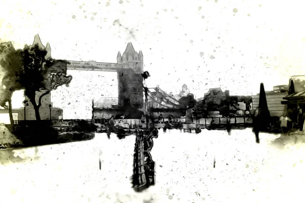 Londra 'nın büyük Ben sanat eseri çizimi, çizim, eğlenceli tasarım, antika retro