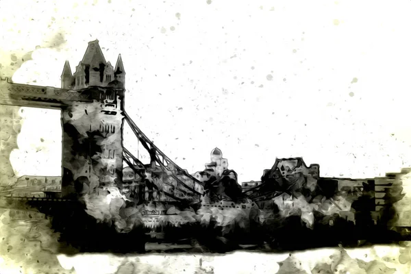 Londra 'nın büyük Ben sanat eseri çizimi, çizim, eğlenceli tasarım, antika retro