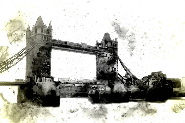 Londra 'nın büyük Ben sanat eseri çizimi, çizim, eğlenceli tasarım, antika retro