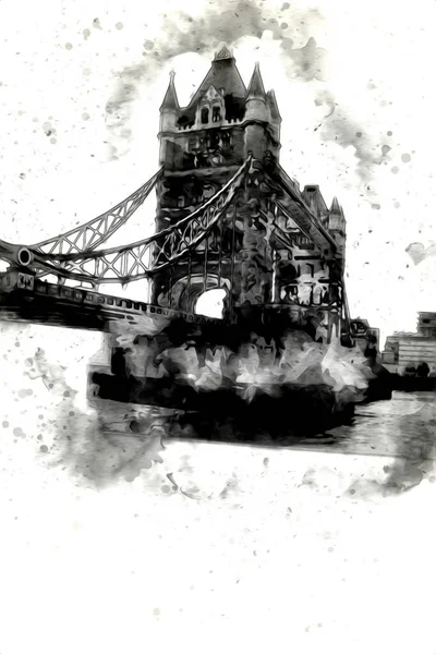 Londra 'nın büyük Ben sanat eseri çizimi, çizim, eğlenceli tasarım, antika retro