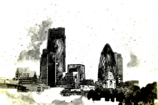 Londra 'nın büyük Ben sanat eseri çizimi, çizim, eğlenceli tasarım, antika retro