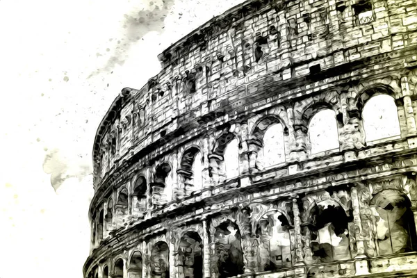 罗马意大利艺术素描图解有趣的设计复古风格 — 图库照片