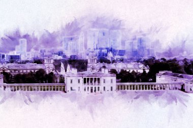 Londra 'nın büyük Ben sanat eseri çizimi, çizim, eğlenceli tasarım, antika retro