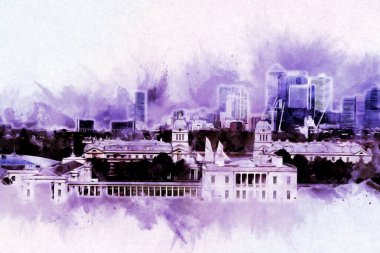 Londra 'nın büyük Ben sanat eseri çizimi, çizim, eğlenceli tasarım, antika retro