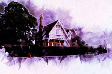 Londra 'nın büyük Ben sanat eseri çizimi, çizim, eğlenceli tasarım, antika retro