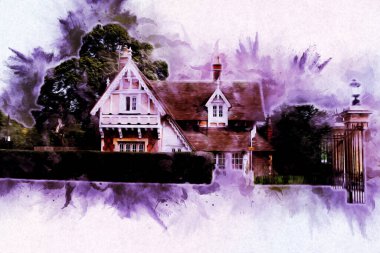 Londra 'nın büyük Ben sanat eseri çizimi, çizim, eğlenceli tasarım, antika retro