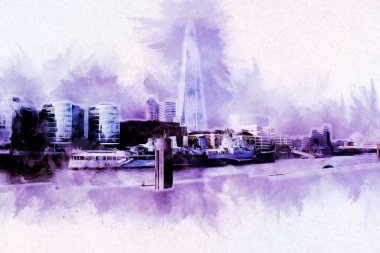 Londra 'nın büyük Ben sanat eseri çizimi, çizim, eğlenceli tasarım, antika retro