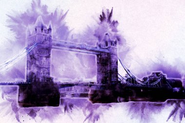 Londra 'nın büyük Ben sanat eseri çizimi, çizim, eğlenceli tasarım, antika retro