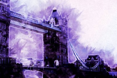 Londra 'nın büyük Ben sanat eseri çizimi, çizim, eğlenceli tasarım, antika retro