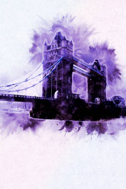 Londra 'nın büyük Ben sanat eseri çizimi, çizim, eğlenceli tasarım, antika retro