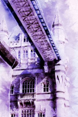 Londra 'nın büyük Ben sanat eseri çizimi, çizim, eğlenceli tasarım, antika retro