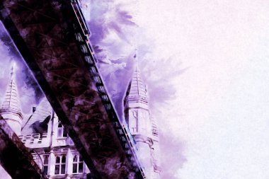 Londra 'nın büyük Ben sanat eseri çizimi, çizim, eğlenceli tasarım, antika retro