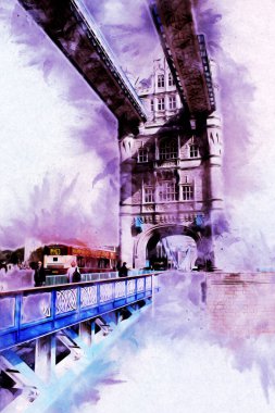 Londra 'nın büyük Ben sanat eseri çizimi, çizim, eğlenceli tasarım, antika retro