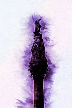 Londra 'nın büyük Ben sanat eseri çizimi, çizim, eğlenceli tasarım, antika retro