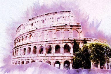 Roma İtalya sanatı eskiz çizimi eğlenceli tasarım antika retro