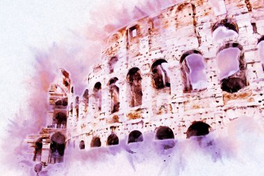 Roma İtalya sanatı eskiz çizimi eğlenceli tasarım antika retro