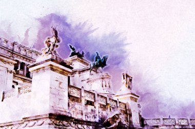 Roma İtalya sanatı eskiz çizimi eğlenceli tasarım antika retro