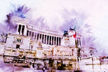 Roma İtalya sanatı eskiz çizimi eğlenceli tasarım antika retro