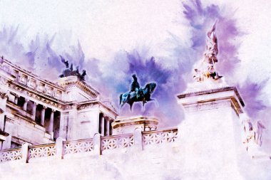 Roma İtalya sanatı eskiz çizimi eğlenceli tasarım antika retro