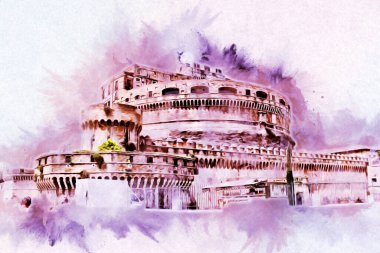 Roma İtalya sanatı eskiz çizimi eğlenceli tasarım antika retro