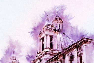 Roma İtalya sanatı eskiz çizimi eğlenceli tasarım antika retro