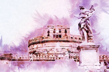 Roma İtalya sanatı eskiz çizimi eğlenceli tasarım antika retro