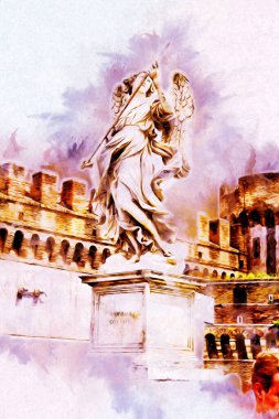 Roma İtalya sanatı eskiz çizimi eğlenceli tasarım antika retro