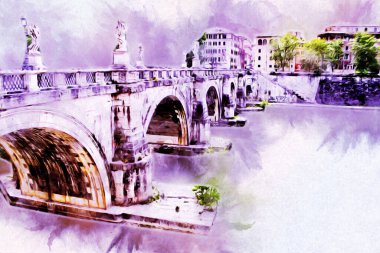 Roma İtalya sanatı eskiz çizimi eğlenceli tasarım antika retro