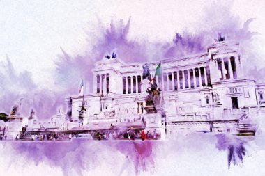 Roma İtalya sanatı eskiz çizimi eğlenceli tasarım antika retro