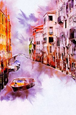 Venedik sanat eskizi çizimi eğlenceli tasarım antika retro