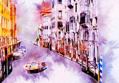 Venedik sanat eskizi çizimi eğlenceli tasarım antika retro