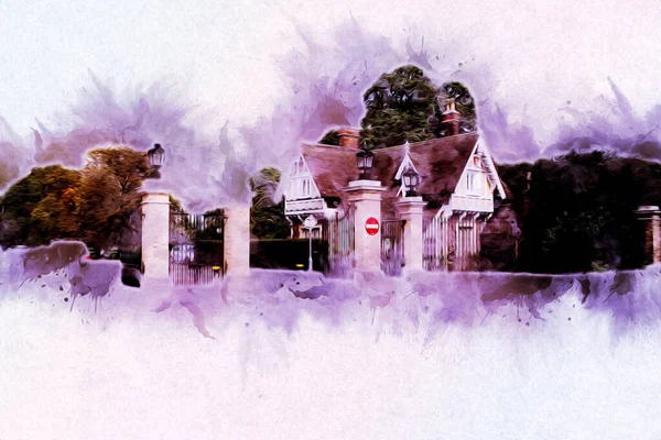 Londra 'nın büyük Ben sanat eseri çizimi, çizim, eğlenceli tasarım, antika retro