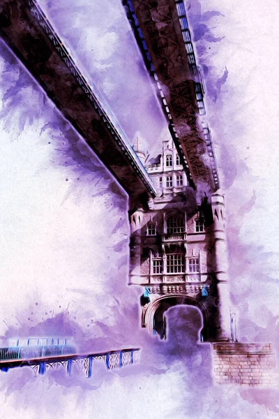 Londra 'nın büyük Ben sanat eseri çizimi, çizim, eğlenceli tasarım, antika retro