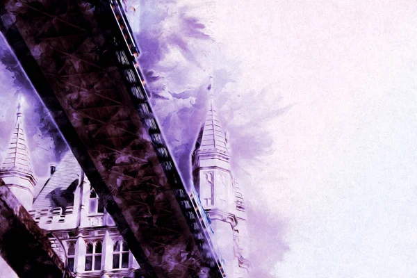 Londra 'nın büyük Ben sanat eseri çizimi, çizim, eğlenceli tasarım, antika retro