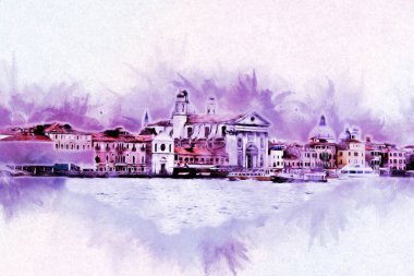 Venedik sanat eskizi çizimi eğlenceli tasarım antika retro