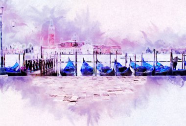 Venedik sanat eskizi çizimi eğlenceli tasarım antika retro