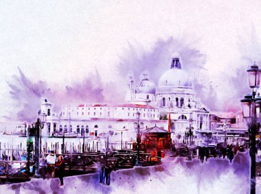 Venedik sanat eskizi çizimi eğlenceli tasarım antika retro