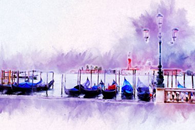 Venedik sanat eskizi çizimi eğlenceli tasarım antika retro