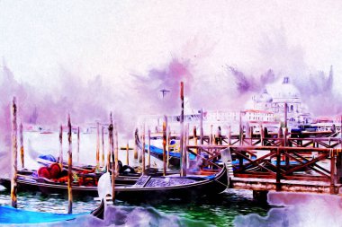 Venedik sanat eskizi çizimi eğlenceli tasarım antika retro